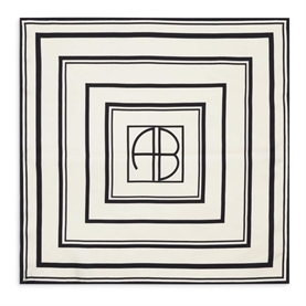 Anine Bing York Tørklæde, Ivory And Black Monogram 